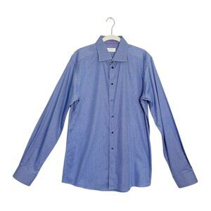 ETON Men's Slim Fit Plaid Cotton Button Up Shirt in Blue - Sz 42 / 16.5